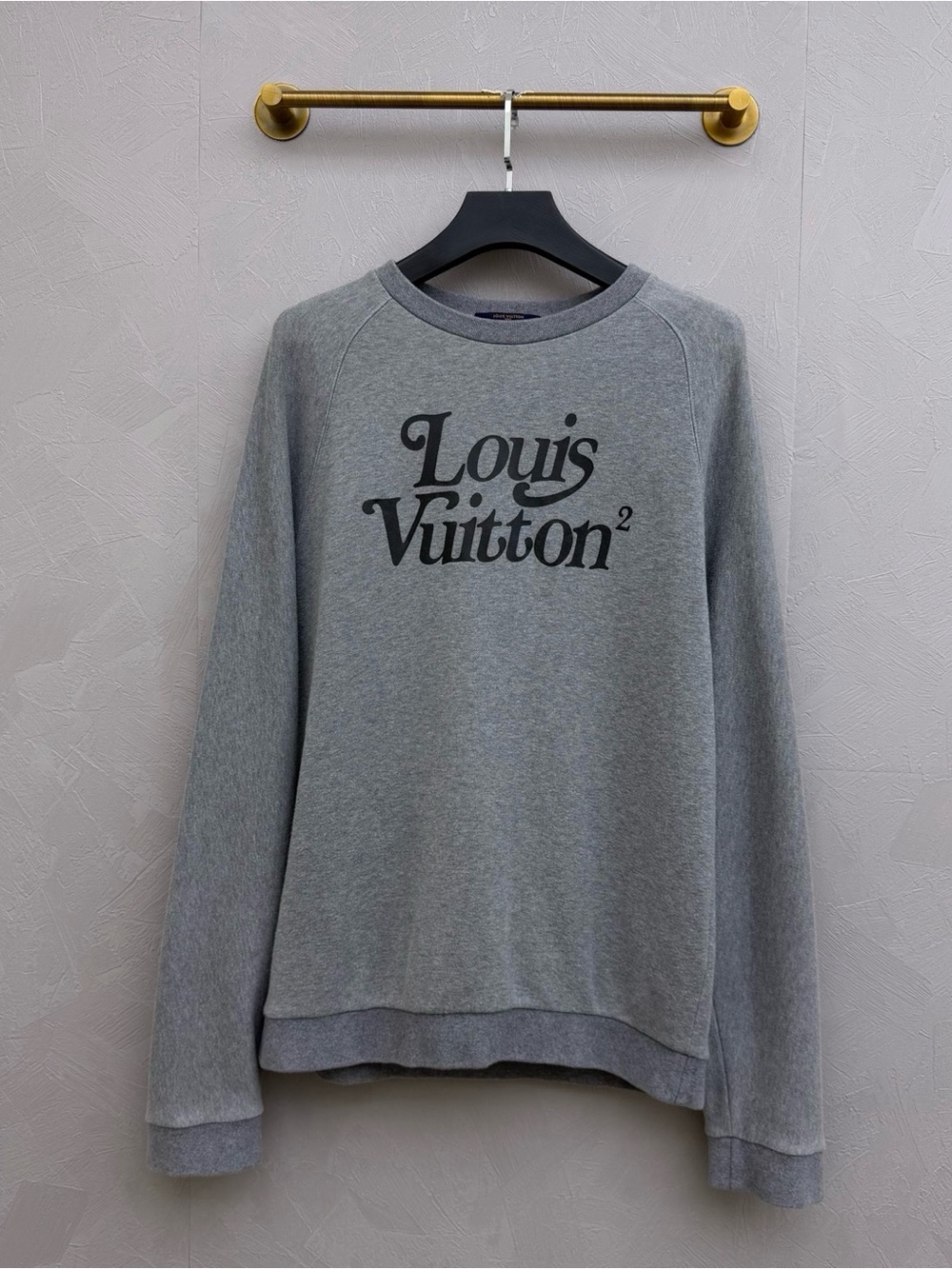 🚩steal Louis Vuitton Gray Logo Crewneck Pullover